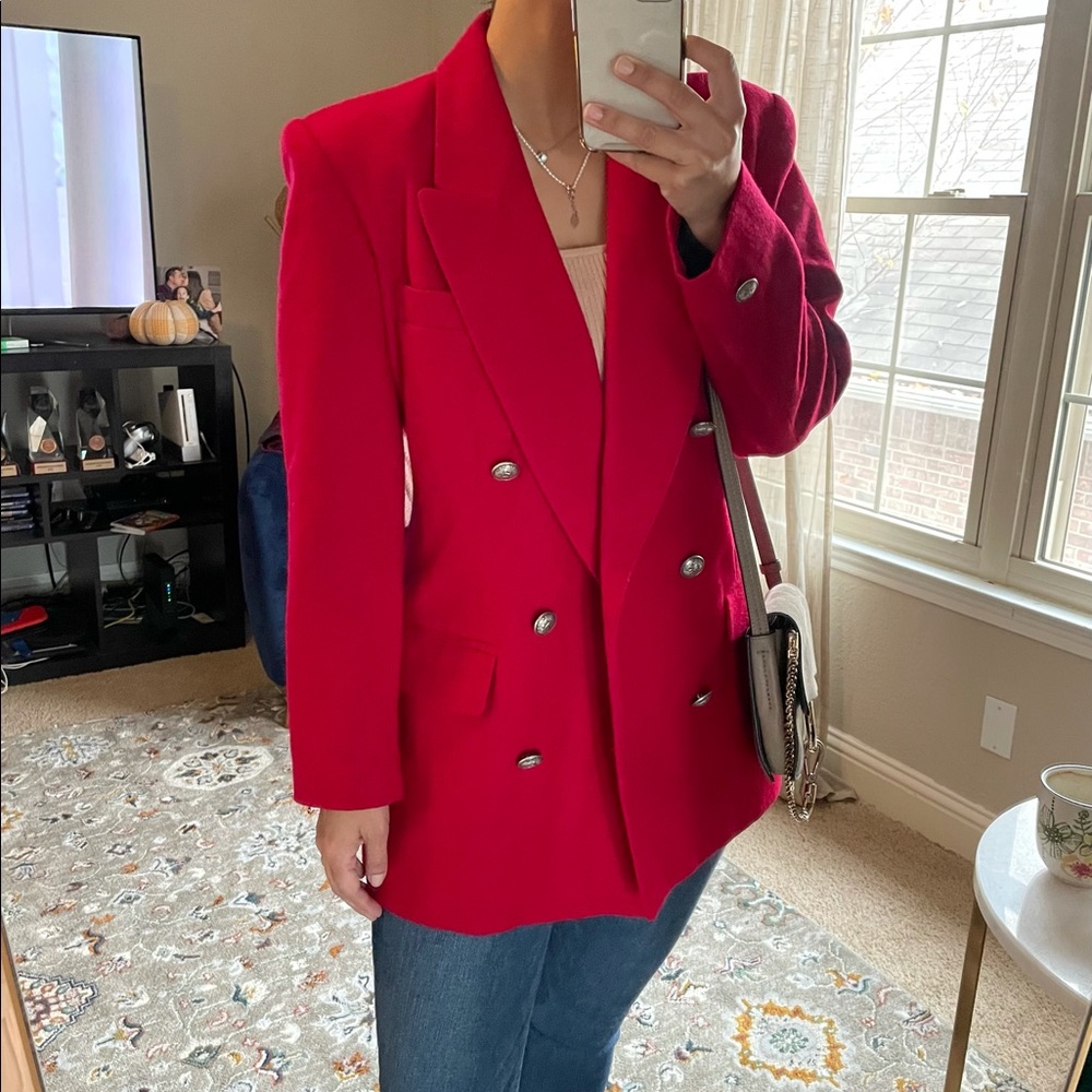 Vintage Red Double-Breasted Blazer Jacket